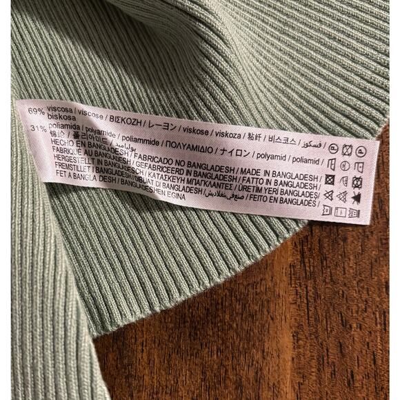 Zara Women’s Large Dress Ribbed Knit Long Sleeve Fit Flare Square Neck - Picture 6 of 10